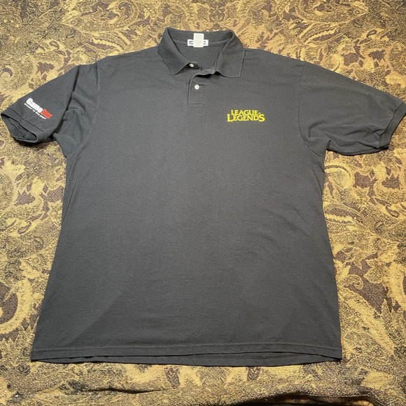 League Of Legends Black GameStop Promo Polo Shirt Mens Size XL Jerzees LOL
